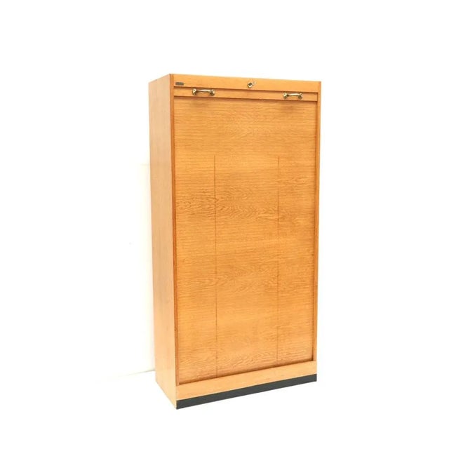 Wood Vintage High Cabinet with Roller Door, 1970s For Sale - Image 7 of 7