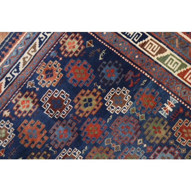 Blue Antique Caucasian Kuba Rug - 3'5" x 5' For Sale - Image 14 of 18