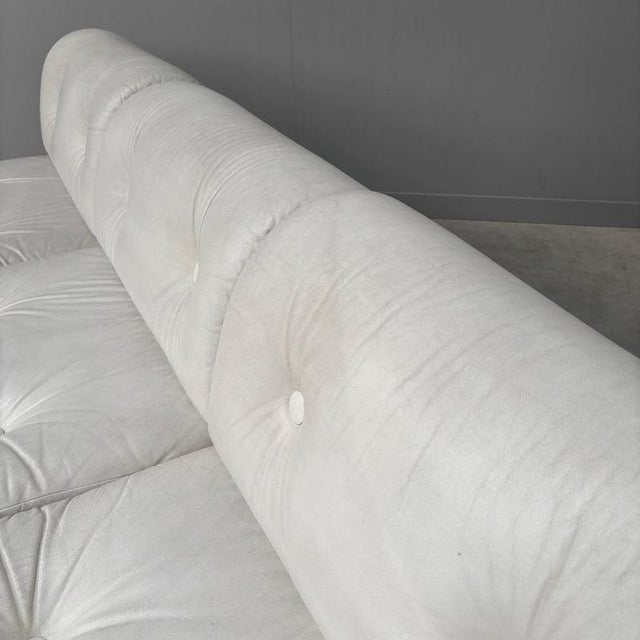Space Age White Leather Three Seat Lounge Sofa, 1970s For Sale - Image 11 of 18