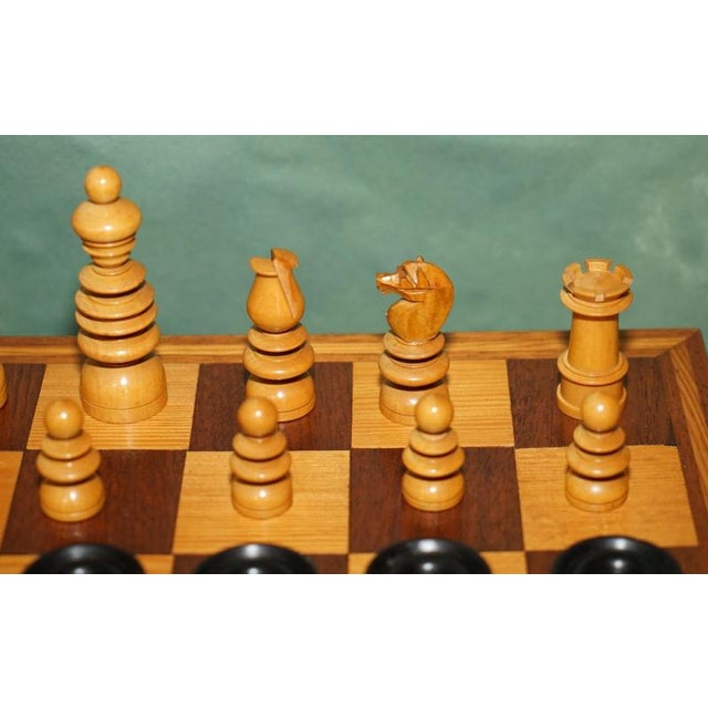 Vintage English Pattern Boxwood & Ebonised Chess Set, 1950, Set of 32 For Sale - Image 12 of 16