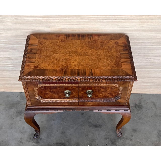 Art Deco French Nightstands with doors and Marble Top, 1930s, Set of 2 For Sale - Image 4 of 18