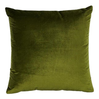 Schumacher Venetian Silk Velvet 20" Pillow in Moss For Sale