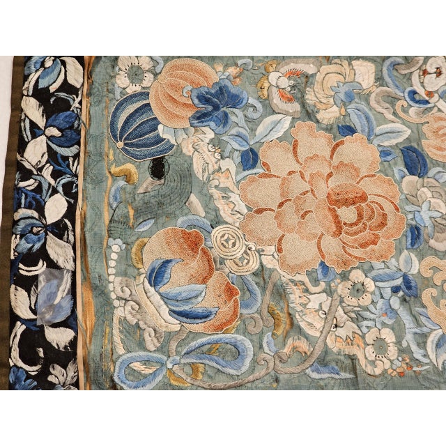 19th Century Chinese Silk Embroidery Panels- Set of 2 For Sale - Image 9 of 12
