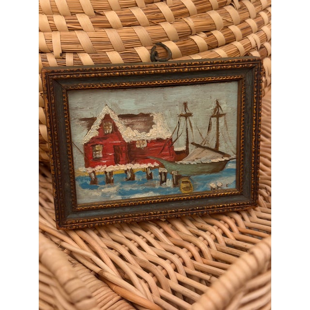1950s Small Ship Painting, Framed For Sale - Image 5 of 9