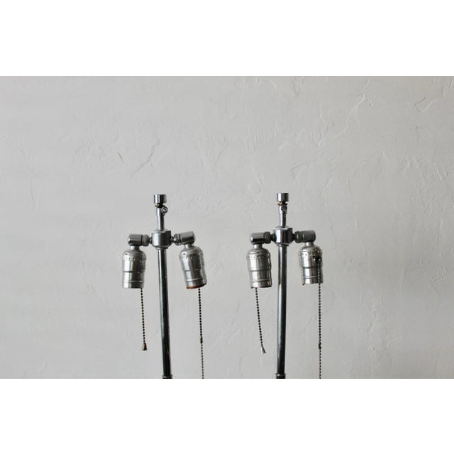 Karl Springer Style Lucite Chrome Column Table Lamps Glam Mid-Century Modern-Pair For Sale In Miami - Image 6 of 11