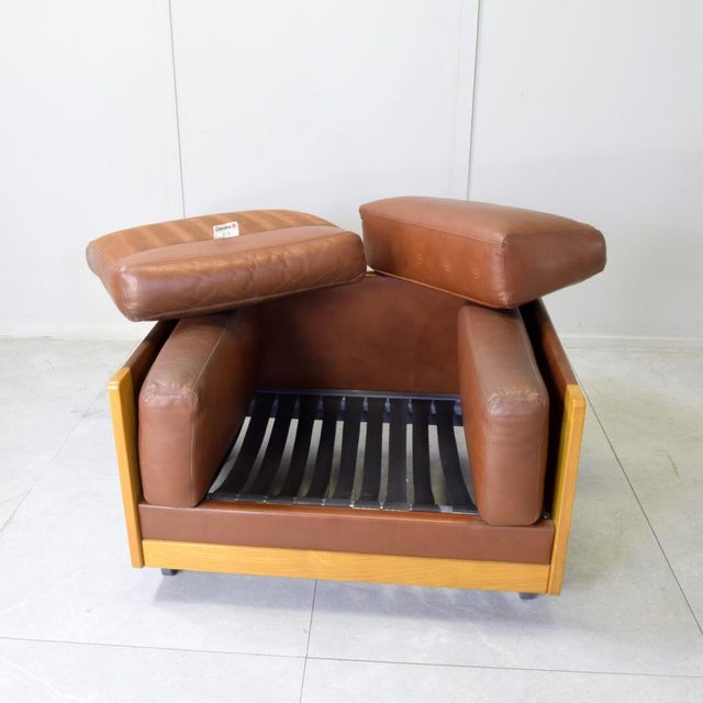 Brown 920 Armchair in Cognac Leather by Afra & Tobia Scarpa for Cassina, 1970s For Sale - Image 8 of 11