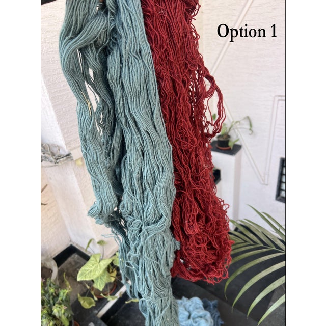 Handmade New Zealand Wool Dhurrie, Turquoise Blue and Burgundy Cross Patterned Rug- 8'x10' For Sale - Image 9 of 13