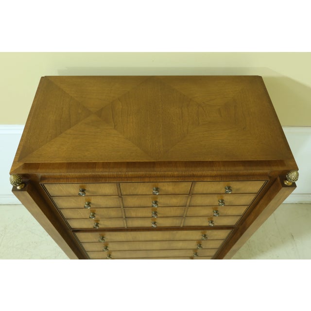 C.1930s Dovetailed Drawer Construction High Quality Construction Unusual Design Brass Capped Feet & Brass Finial Top 10...