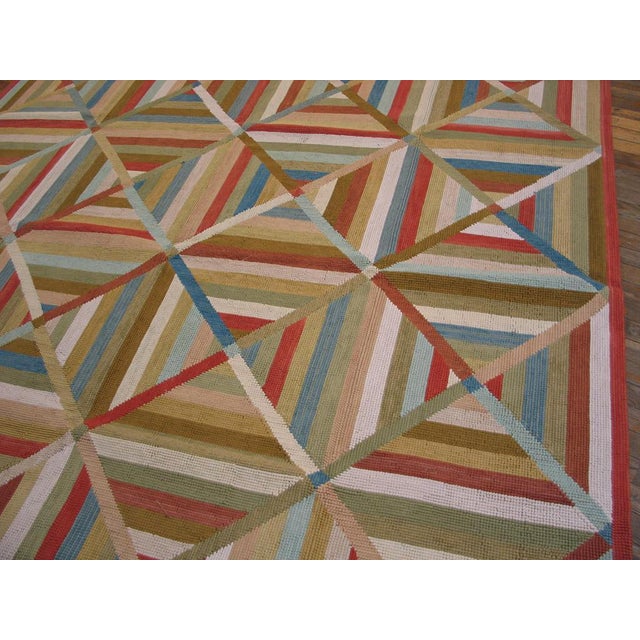 2010s Colorful Diamond Modern Contemporary Cotton American Hooked Rug 6' X 9' Handwoven Carpet For Sale - Image 4 of 4