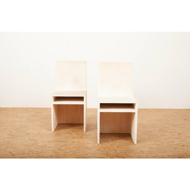 Wood Chairs in Wood Construction with Shelf and White Stained by Felice Dittli, 2006, Set of 2 For Sale - Image 7 of 13