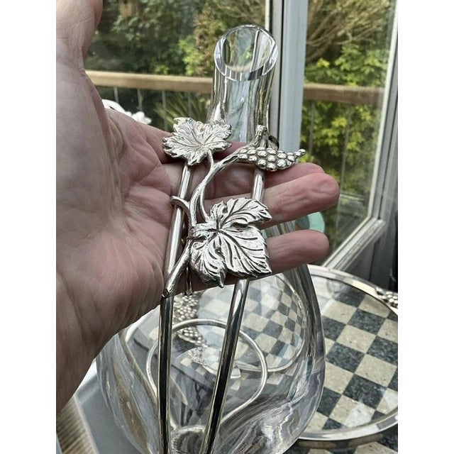 Italian Sterling Silver and Hand-Blown Crystal Duck Carafe by Macini Carlo, Florence, 1971 For Sale - Image 6 of 17