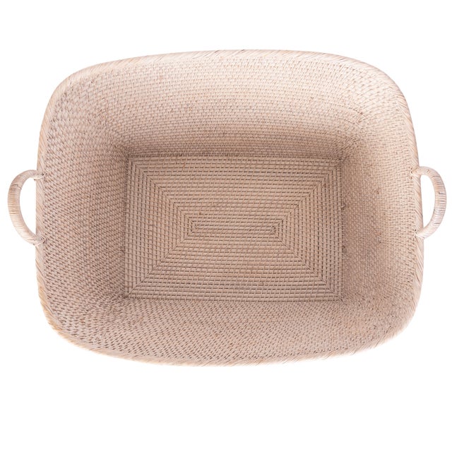 White Artifacts Saboga Home Everything Basket with Hoop Handles in White Wash - 31" For Sale - Image 8 of 9