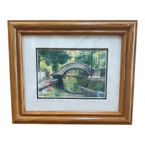 June B. Clark San Antonio Bridge Limited Edition Framed Print 1/100 - Artist Signed