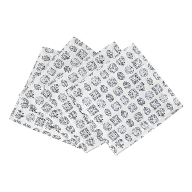 Bougie Diamonds Ice Cotton Sateen Cocktail Napkins, Set of 12 For Sale