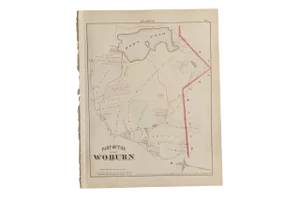 Antique Woburn Massachusetts Atlas Map Plate P