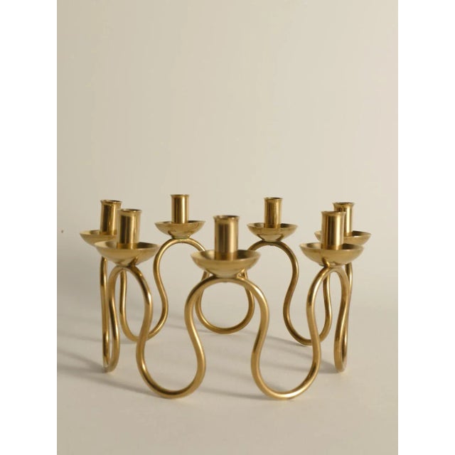 1950s Swedish Modern Brass Candelabra by Lars Holmström for Svenskt Tenn, 1950s For Sale - Image 5 of 13