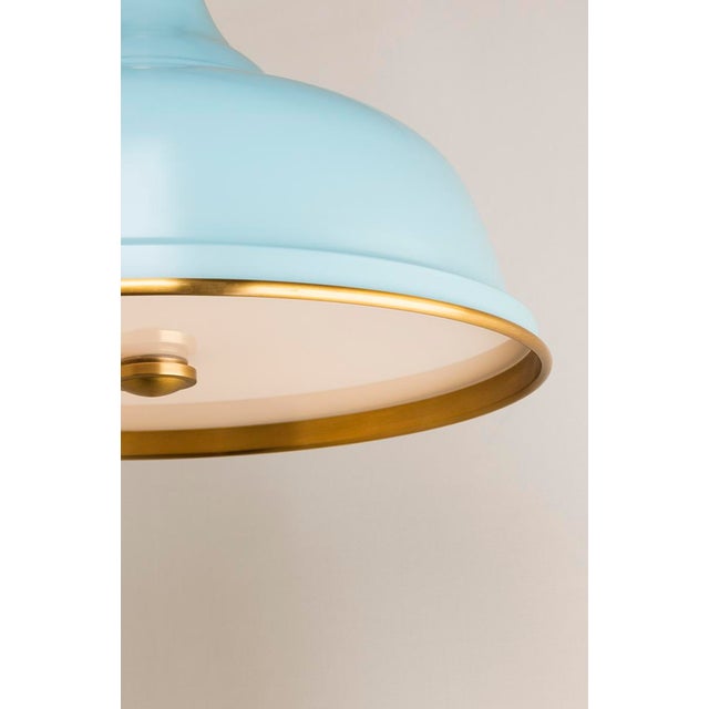 Mark D. Sikes 3 Light Painted No. 1 Pendant, Aged Brass & Baby Blue For Sale In New York - Image 6 of 7