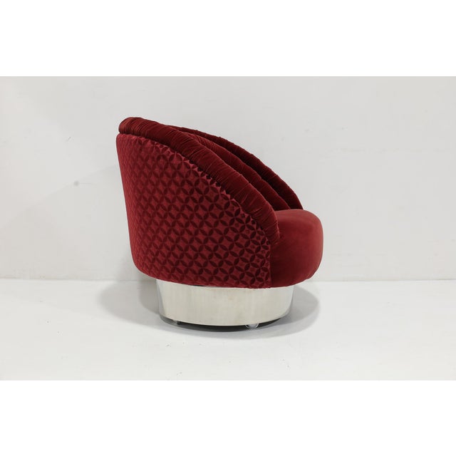 Vladimir Kagan Vladimir Kagan Ellipse Lounge Chair in Red Velvet For Sale - Image 4 of 8