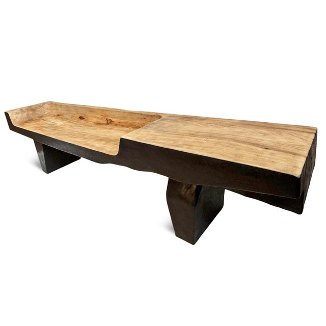 Black & Tan Dono Vintage Modern Slab Bench For Sale In Los Angeles - Image 6 of 8
