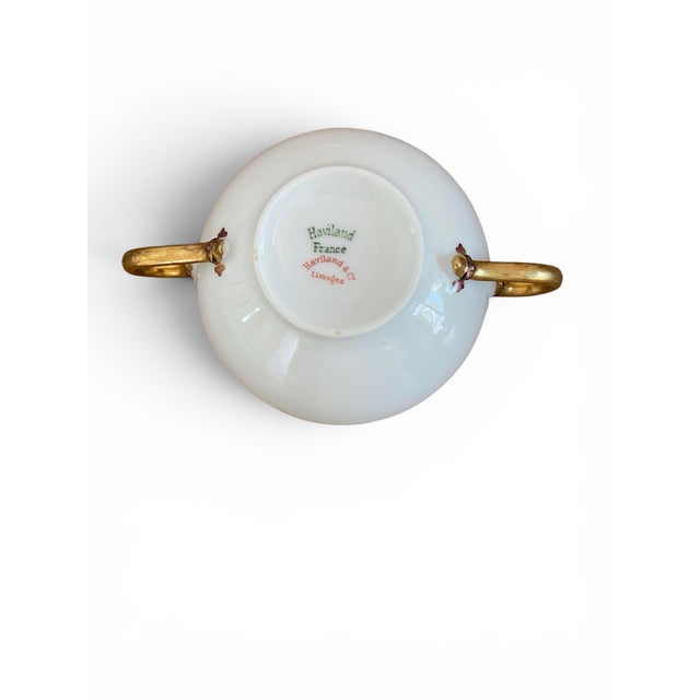 Ceramic Antique 1900s Haviland Limoges "Silver Anniversary" Bouillon Cups & Saucers - Set of 8 For Sale - Image 7 of 11