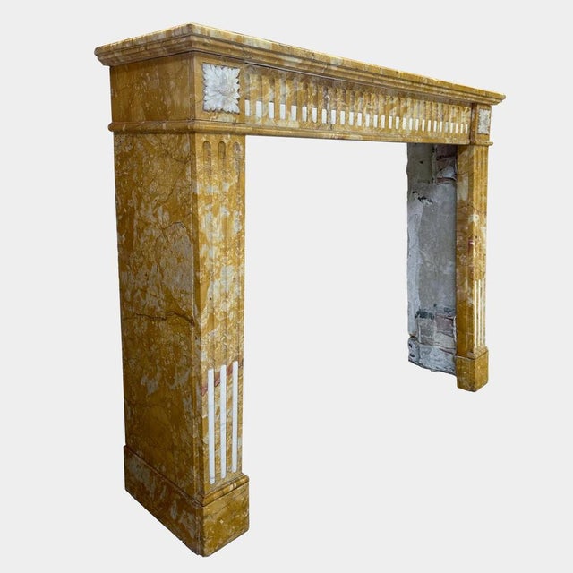 Late 18th Century Antique French Siena Marble Fireplace Mantel, 1780 For Sale - Image 5 of 9