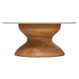 Brutalist Coffee Table in Oak and Marble by Axel Einar Hjorth, 1960 For Sale