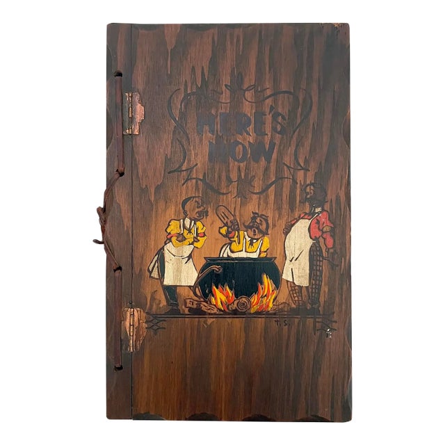 1940's Wood Covered "Here's How" Cocktail Mixing Book For Sale