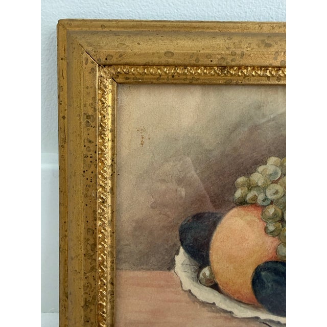 Victorian Fruit Bowl Still Life Watercolor signed and dated “Johnston, 1900” For Sale - Image 4 of 6