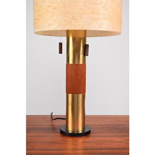 Table Lamp with Teak and Brass For Sale - Image 5 of 12