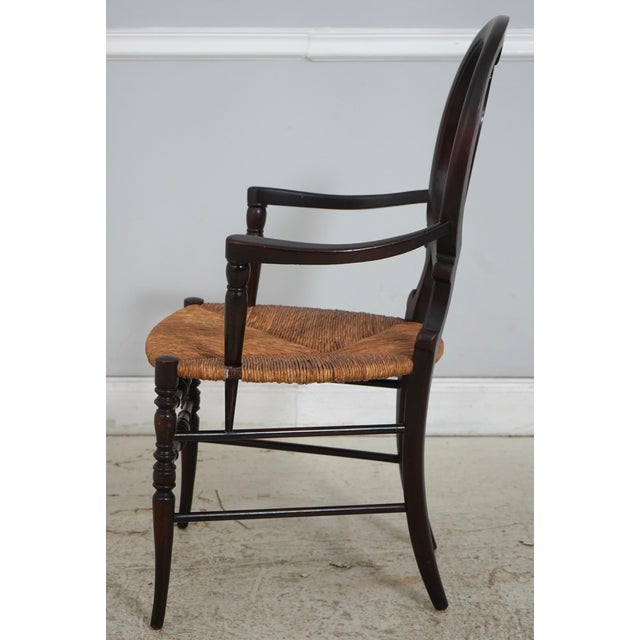 Victorian English Victorian Woven Rush Seat Open Armchair For Sale - Image 3 of 18