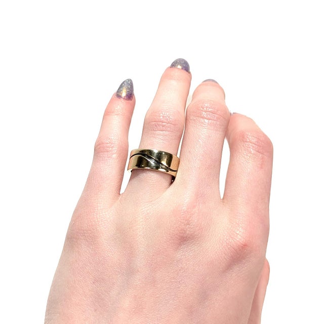 Mid 20th Century Vintage Mid-Century Modernist Paul Lobel Mixed Metal Gold/Silver Cigar Band Ring For Sale - Image 5 of 10