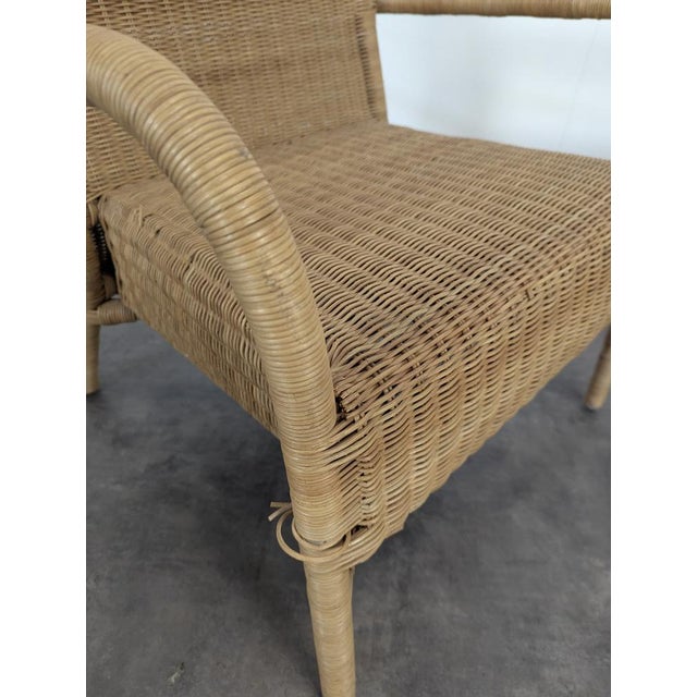 Brown Rattan Armchairs, 1950s, Set of 2 For Sale - Image 3 of 8