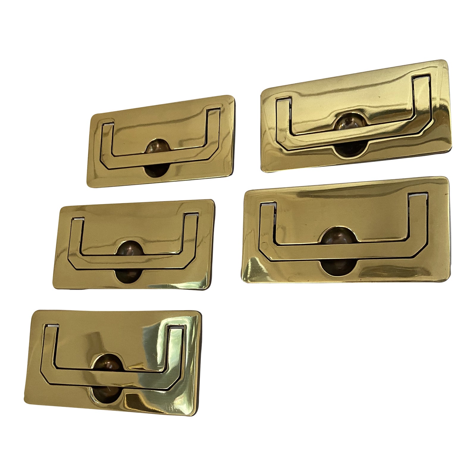 Henredon Scene One Campaign Replacement Brass Hardware Pulls Set of 5
