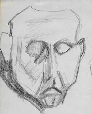 1950s Paul McCarron Mid-Century Portrait Drawing of a Man