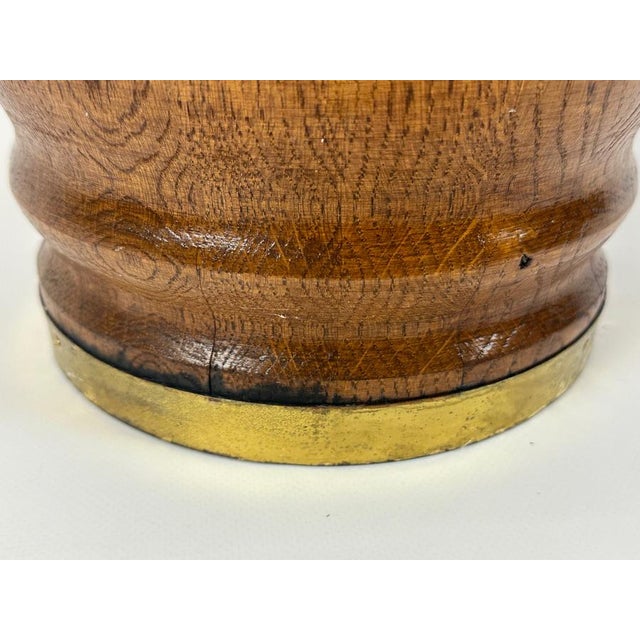 Vintage Oak and Brass Umbrella Stand, 1960s For Sale - Image 4 of 11