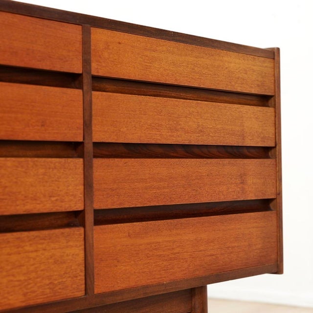 Brown Mid Century Teak Credenza Attributed to Ward and Austin For Sale - Image 8 of 10