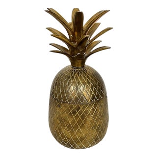Brass Pineapple Candleholder / Matchstick Jar For Sale