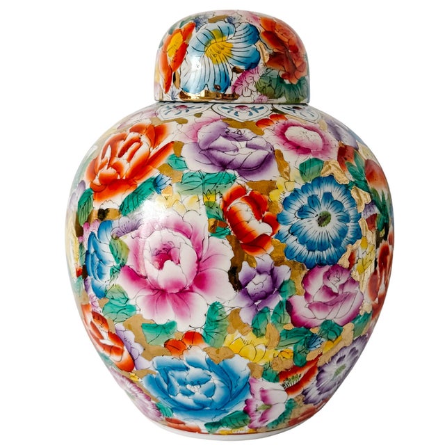 Large Chinese Polychrome Millefleurs Porcelain Mirrored Ginger Jar For Sale - Image 4 of 7