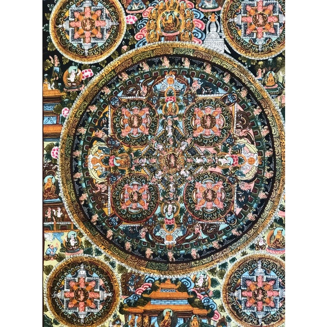 1900's Museum Piece Tibet Sino Tibetan Hand Painted Buddhist Thangka For Sale - Image 11 of 12
