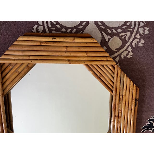 Wood Raymor Bamboo 8-Sided Octagon MCM Modernist Mirror For Sale - Image 7 of 8