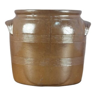 Antique French Stoneware Confit Pot (3 Gallon) C 1902 For Sale
