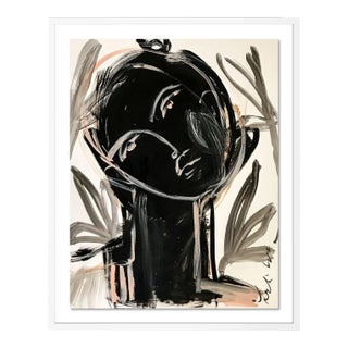 "Sansa" Contemporary Abstract Face Print by Leslie Weaver, Framed For Sale