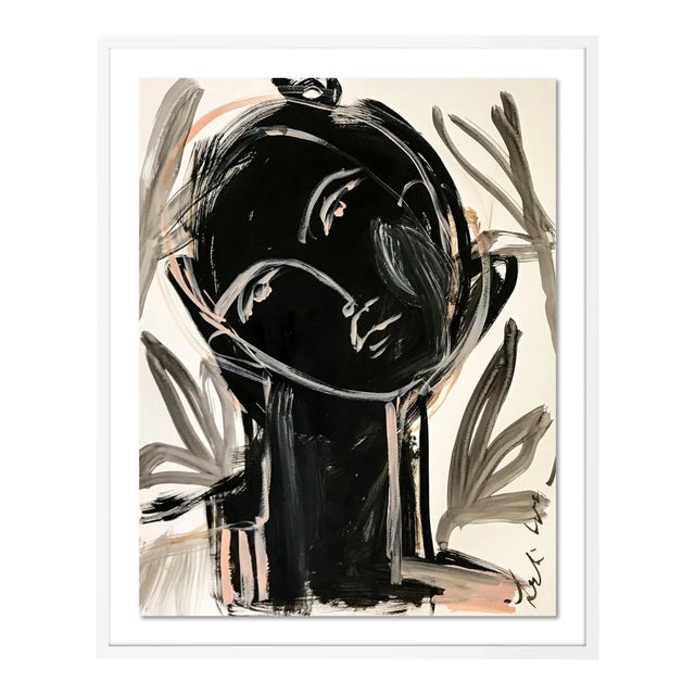 "Sansa" Contemporary Abstract Face Print by Leslie Weaver, Framed For Sale