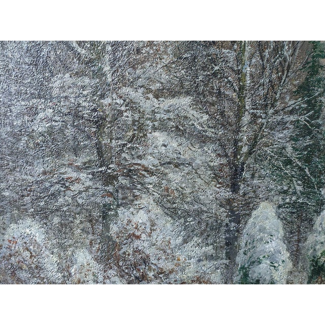 A. Gustav Schweitzer, Winter Night Landscape, Oil on Canvas For Sale - Image 13 of 16