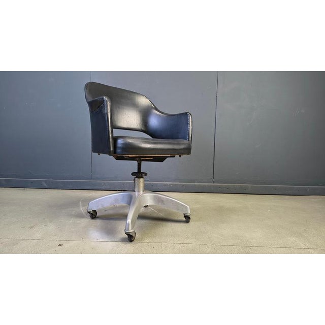 Mid-Century Desk Chair in Aluminium and Leather, 1950s For Sale - Image 8 of 14