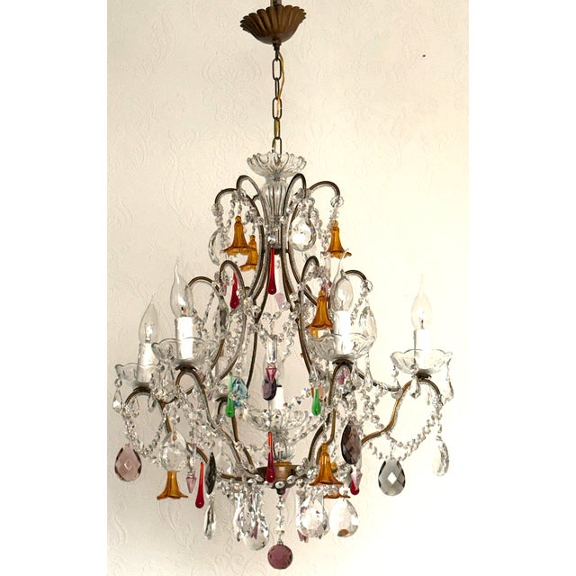 Gold-Plated Metal and Murano Glass Chandelier, 1940s, in Very Good conditions. Designed 1920 to 1949 I have official proof...