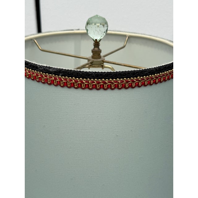 White 1920s French Glass Lamp With Custom Shade For Sale - Image 8 of 13