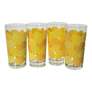 Libby Lemon Yellow Vintage Iced Tea Tumblers – Set of 4 Large Mid-Century Glasses