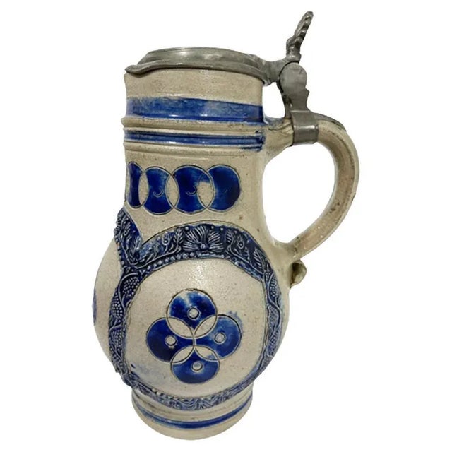 German Westerwald Salt Glazed Stoneware Jug, 17th Century For Sale - Image 9 of 9