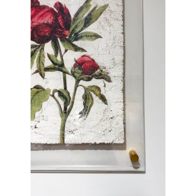Red Peony - Hand Textured Red Flower For Sale - Image 6 of 7